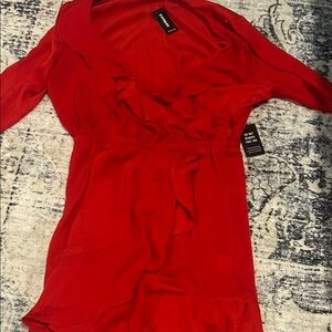 Chic Vibrant Red Long Sleeve Dress